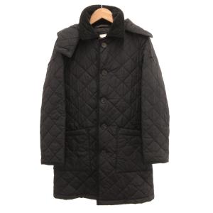 SCOTLAND 英国製 ライナー付 フーデッドコート キルティング 中綿 38 黒 ブラック /JS