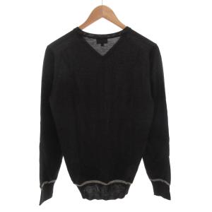 GIORGIO ARMANI ニット セーター Vネック バイカラー 長袖 48 黒 ブラック /FF GY62
