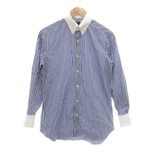 クレリックシャツ 14.5/37 水色 ライトブルー ストライプ柄 コットン 長袖 /NU GY62