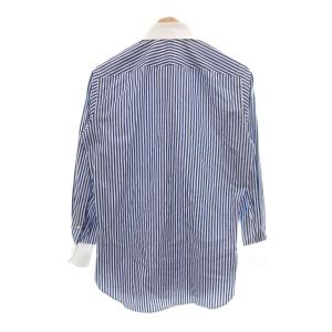 BEAMS F クレリックシャツ 15/38 青 ブルー 白 ホワイト ストライプ柄 長袖 /NU GY62