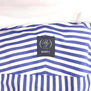 BEAMS F クレリックシャツ 15/38 青 ブルー 白 ホワイト ストライプ柄 長袖 /NU GY62