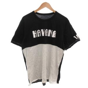 Tシャツ L-XL 白 ホワイト 黒 ブラック 半袖 ラウンドネック ロゴプリント /FF GY62
