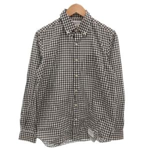 ×Thomas Mason トーマスメイソン BDシャツ L 白 ホワイト 黒 ブラック ギンガムチェック柄