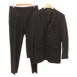 スーツ セットアップ テーラードジャケット スラックス パンツ シャドーストライプ M 黒 ブラック /JS