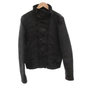 ライダースジャケット ブルゾン 46 黒 ブラック スタンドカラー レザー切替 /FF GY62