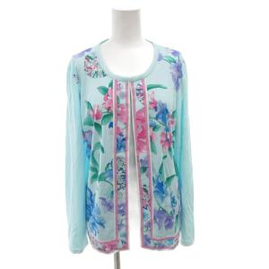 カーディガン 42 ブルー 花柄 137221