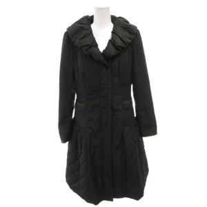 中綿コート 36 茶 ブラウン ラッフルカラー キルティング ひざ丈 /FF GY62