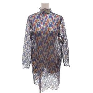 シアーワンピース 光沢 七分袖 ひざ丈 9 マルチカラー /FF GY62