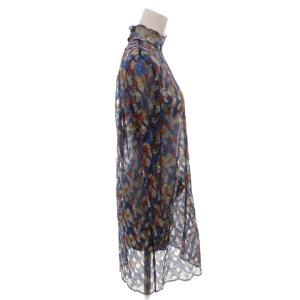 Christian Dior シアーワンピース 光沢 七分袖 ひざ丈 9 マルチカラー /FF GY62