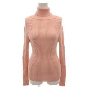 ニット セーター リブ ウール S ピンク タートルネック 長袖 /FF GY62