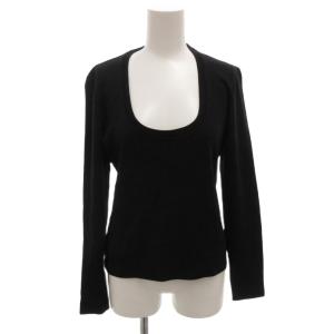 ニットソー カットソー ウール M 黒 ブラック Uネック 長袖 /FF GY62