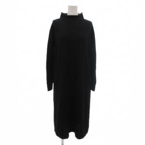 ワンピース ニット 38 黒 ブラック ボトルネック 長袖 ミモレ ロング /NU GY62