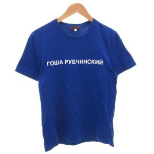 Tシャツ M 青 ブルー ロゴプリント ラウンドネック 半袖 /FF GY62