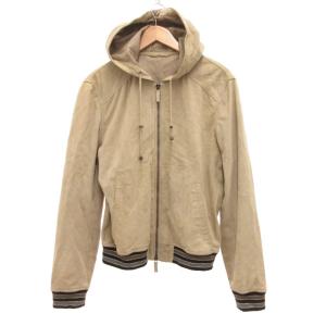 レザーパーカー ジャケット ヌバック 山羊革 ジップアップ 50 グレー /JS GY62