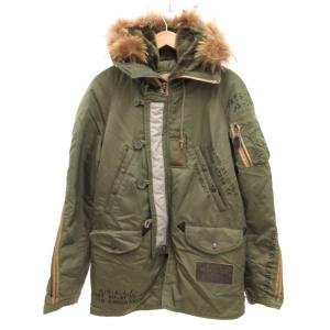 N-3B フライトジャケット ブルゾン ラクーンファー ミリタリー M カーキ 緑 グリーン /JS GY62