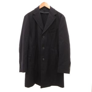 ミケランジェロ MICHELANGELO テーラードコート チェスター ウール ツイル 48 紺 ネイビー