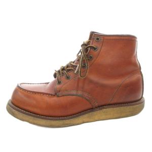 RED WING ショートブーツ レザー 茶 ブラウン レースアップ ミドルカット USA製 /FF GY62