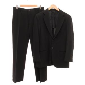 スーツ セットアップ シアサッカー テーラードジャケット パンツ スラックス 48 黒 ブラック /JS