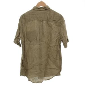 DIESEL シャツ XL 半袖 麻 リネン ロゴ カーキ /AE GY62