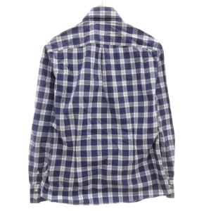 BRUNELLO CUCINELLI SLIM FIT チェックシャツ 長袖 カジュアル コットン M 青 ブルー 白 ホワイト /GV GY62