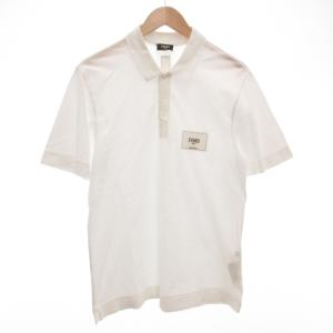 SHORT-SLEEVED PIQUE ポロシャツ 半袖 ロゴ刺繍 鹿の子 S 白 ホワイト FY1131