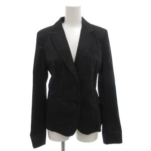 テーラードジャケット 絹 シルク 44 黒 ブラック ノッチドラペル /FF GY62