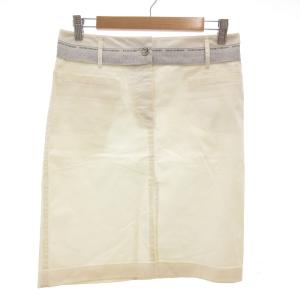 タイトスカート ひざ丈 ストライプ 40 白 ホワイト 青 ブルー /GV GY62