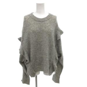 ニット セーター アルパカ混 XS グレー 長袖 フリル /FF GY62