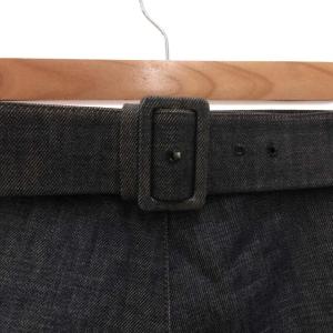 PRADA デニムスカート ひざ丈 ベルト サイドジップ 40 インディゴブルー /JS GY62