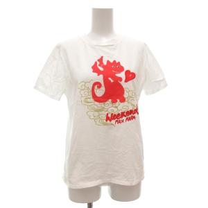 Tシャツ カットソー クルーネック ロゴ刺繍 プリント S 白 ホワイト /GV GY62