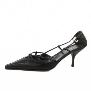 PRADA パンプス スクエアトゥ ハイヒール レザー 35.5 黒 ブラック /FF GY62