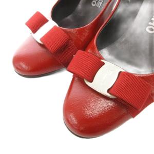 Salvatore Ferragamo ヴァラリボン パンプス レザー 8 赤 レッド ハイヒール ラウンドトゥ /FF GY62