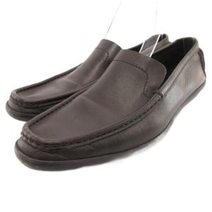 スリッポン ローファー シューズ レザー 37.5 黒 ブラック /JS GY62
