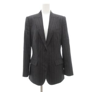 美品 テーラードジャケット ピンストライプ 裏地レオパード柄 40 グレー系 /UO GY62