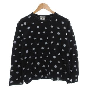 AD2009 Tシャツ ロンT M 黒 ブラック 白 ホワイト ドット柄 ラウンドネック 長袖 /FF