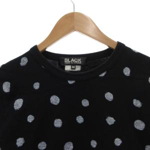 BLACK COMME des GARCONS AD2009 Tシャツ ロンT M 黒 ブラック 白 ホワイト ドット柄 ラウンドネック 長袖 /FF