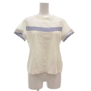 Tシャツ カットソー 半袖 S ストライプ 刺繍 S 白 ホワイト 青 ブルー /GV GY62