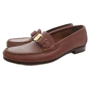 ヴァラ ローファー シューズ 革靴 レザー ロゴ金具 5.5 茶 ブラウン /GV GY62