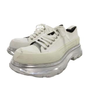 Alexander McQueen スニーカー シューズ 41 白 ホワイト シルバーカラー 厚底 キャンバスアッパー メタリック /FF