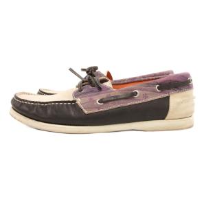 ETRO デッキシューズ スリッポン スエード ペイズリー レザー 42 紫 パープル 白 ホワイト /JS GY62