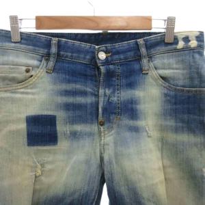 DSQUARED2 デニムパンツ ジーンズ 44 インディゴ ウォッシュ加工 パッチワーク スキニー /FF GY62