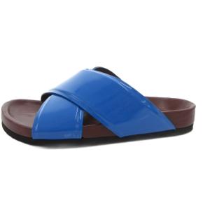 CELINE サンダル エナメル 37 ブラウン ブルー