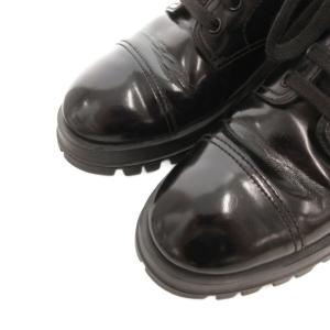 PRADA サイドジップ ショートブーツ レースアップ 37 ブラック