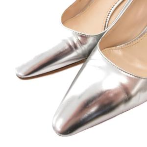 PRADA パンプス ポインテッドトゥ メタリック 36.5 シルバーカラー /FF GY62