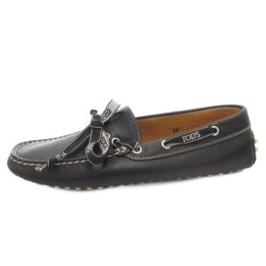 TOD'S ドライビングシューズ フラット スクエアトゥ レザー 37 黒 ブラック /FF GY62