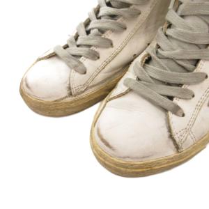 GOLDEN GOOSE スニーカー シューズ ハイカット レザー ロゴ 35 白 ホワイト /FF GY62