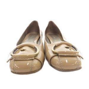 COLE HAAN フラットシューズ パンプス バックルデザイン エナメル 7.5 ベージュ /FF GY62