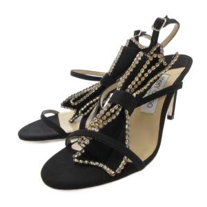 サンダル ラインストーン  ハイヒール ビジュー ストラップ 37.5 黒 ブラック /FF GY62