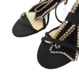 JIMMY CHOO サンダル ラインストーン  ハイヒール ビジュー ストラップ 37.5 黒 ブラック /FF GY62