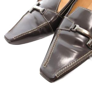 TOD'S ビット パンプス スクエアトゥ レザー 35.5 茶 ブラウン /FF GY62